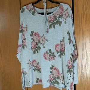 Knit floral tunic with side embellishment